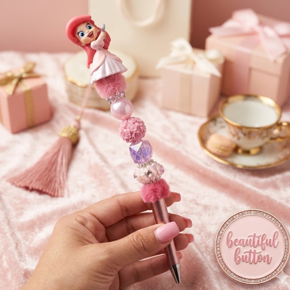 Custom-made pen Pink Princess Character Pen